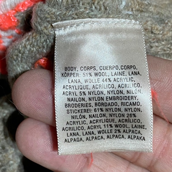 Anthropologie Sleeping On Snow Embroidered Ranunculus Tunic XL Tan Floral Wool - Picture 13 of 14